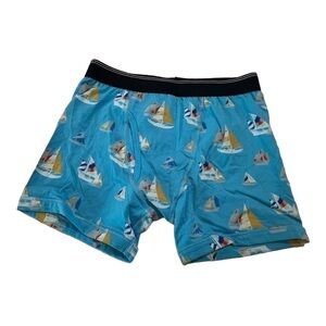 J. Crew Printer Knit Boxer Briefs in Sailboat Blue Print NEW Size S